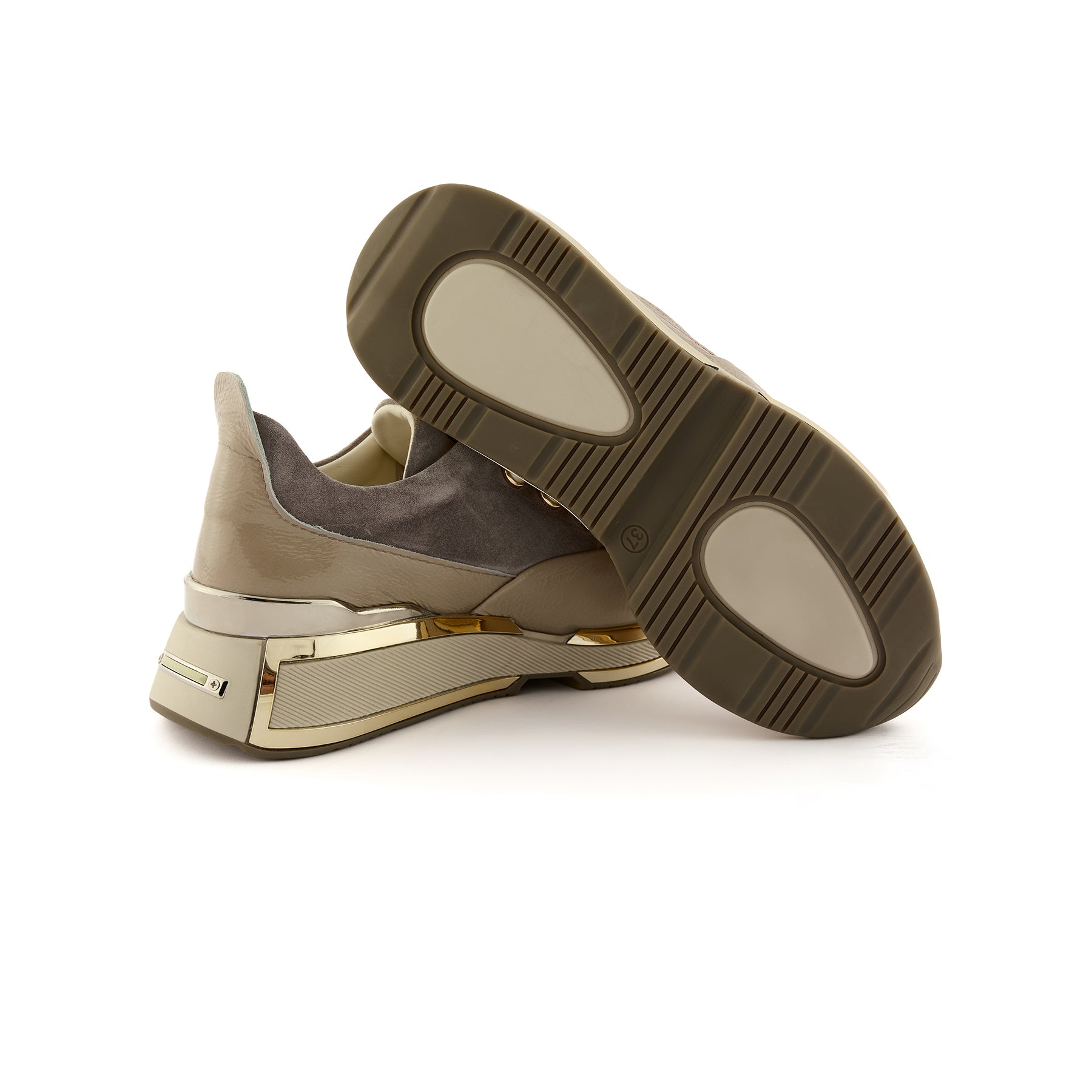 Women's Mink Patent Leather Pearl-Embellished Handmade Sneakers W5038